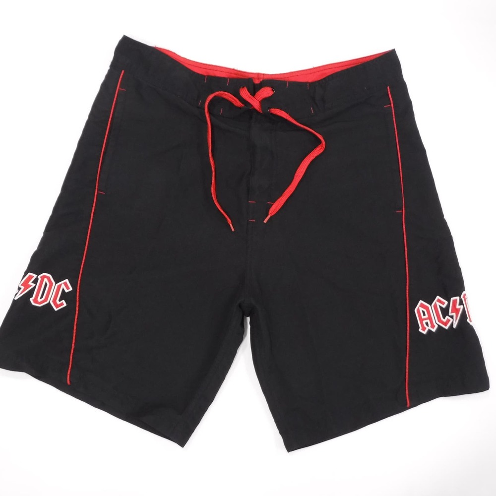 AC/DC Rockware Mens Size 36 Board Shorts Black Red